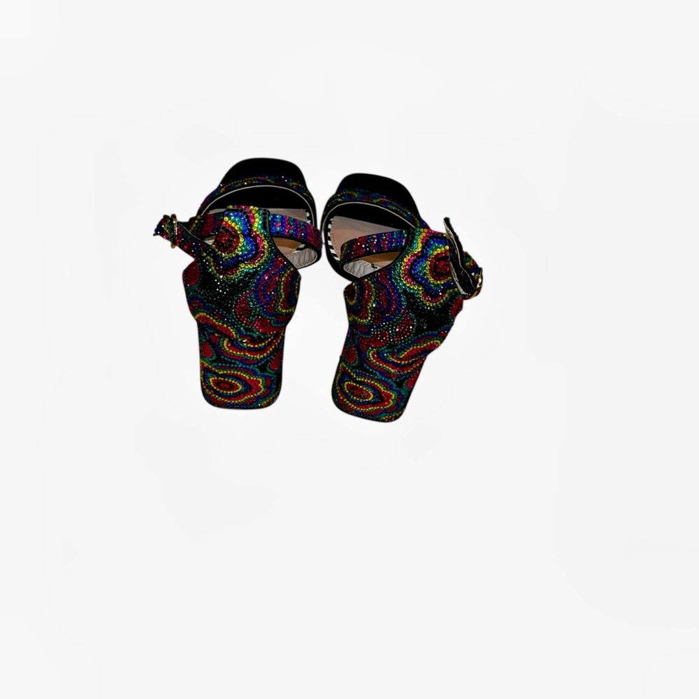 Betsey Johnson Multicolor Beaded Women's Sandals Cicely Block Heel Dress 8.5 - Picture 5 of 8